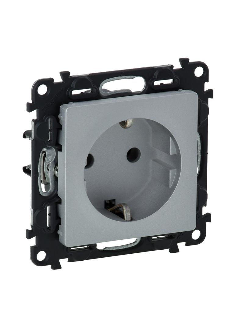 VALENA LIFE GNIAZDO 2 P+Z Z PRZESŁONĄ ALUMINIUM 16 A – 250 V~ , Legrand