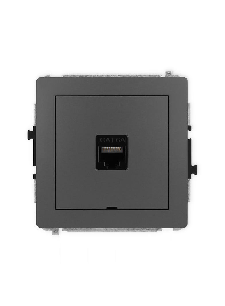 DECO Mechanizm gniazda komputerowego pojedynczego 1xRJ45, kat. 6A, 8-stykowy, bez pola opisowego gra