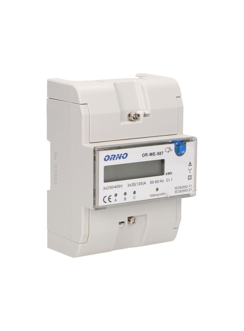 3-fazowy wskaźnik energii elektrycznej, 120A, 5 modułów, DIN TH-35mm, dodatkowy przycisk OR-WE-507 ORNO