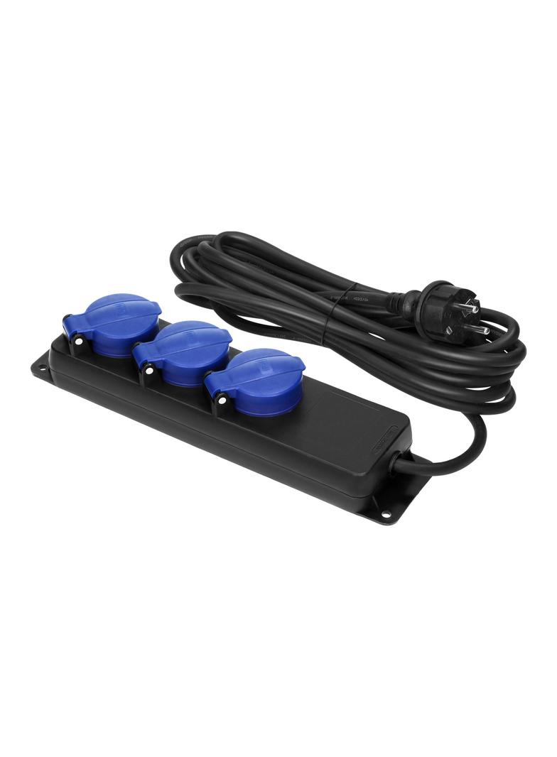 Przedłużacz warsztatowy bryzgoszczelny IP44, 3 gniazda 2P+Z schuko, przewód gumowy, H05RR-F 3x1,5mm2