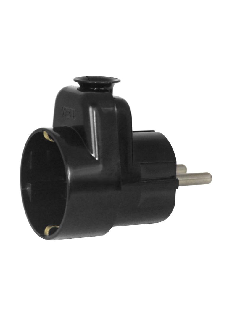 Wtyczka Uni-Schuko z gniazdem 2P+Z Schuko 16A, czarny