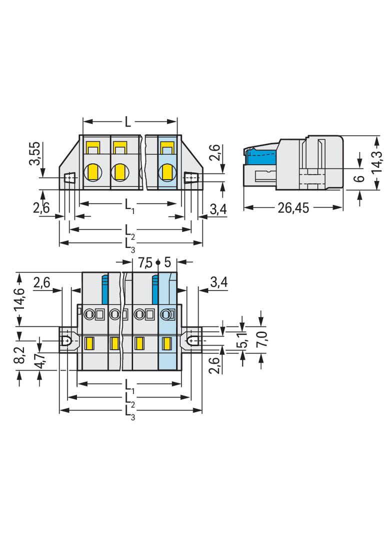Gniazdo MCS‑MIDI Classic 5‑biegunowe jasnoszare raster 7,5mm 721‑205/031‑000 /50szt./ WAGO
