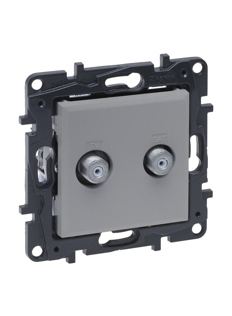 Niloe Step - gniazdo podwójne 2xTV typu  F  końcowe do instalacji typu gwiazda, 1,5 dB- kolor alumin