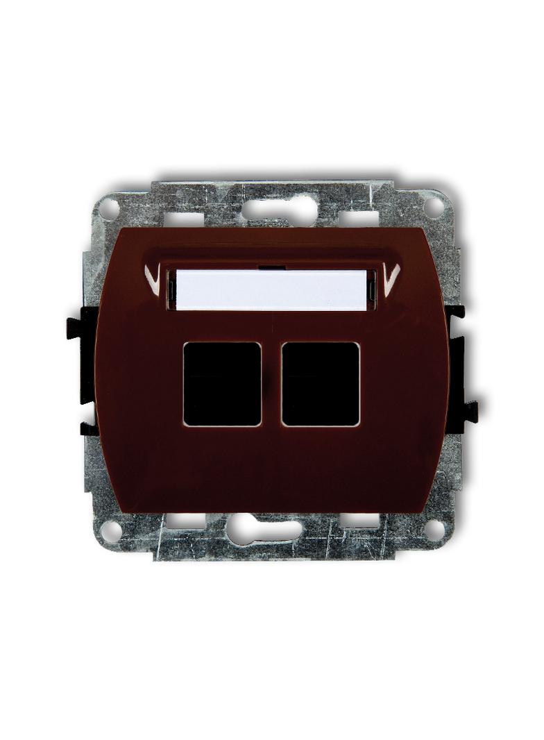 TREND Mechanizm gniazda multimedialnego podwójnego bez modułu (standard Keystone) brązowy
