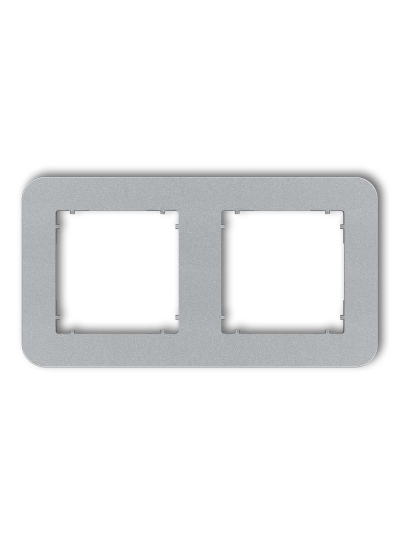 MINI Ramka uniwersalna podwójna zaokrąglona z tworzywa srebrny metalik