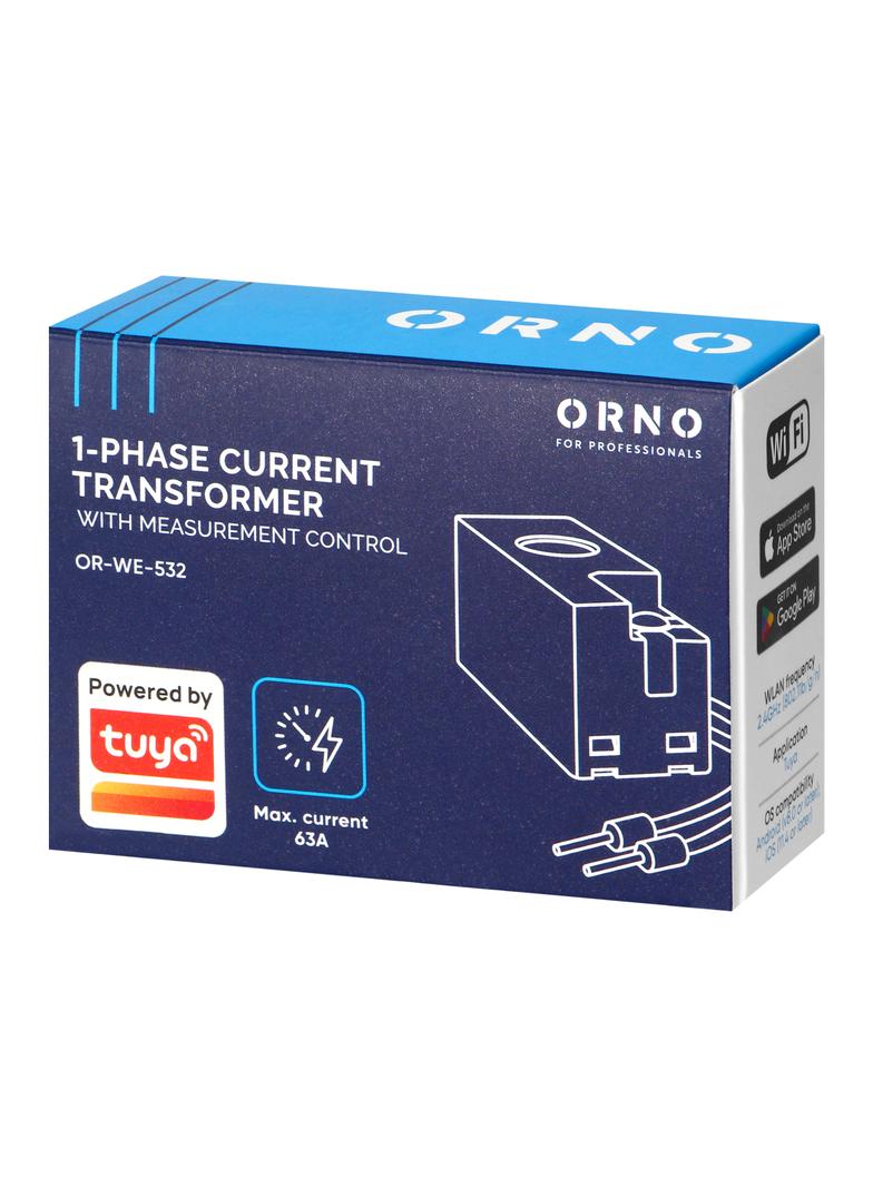 Przekładnik prądowy jednofazowy z rejestracją pomiaru, max. 250V/63A, Tuya Smart Wi-Fi