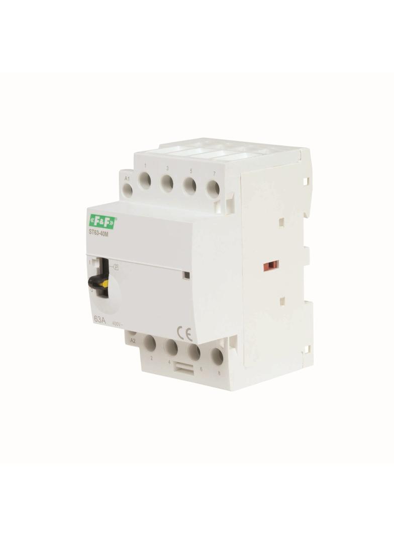 Stycznik modułowy ze sterowaniem ręcznym, montaż na szynie 63A, styki 4NO