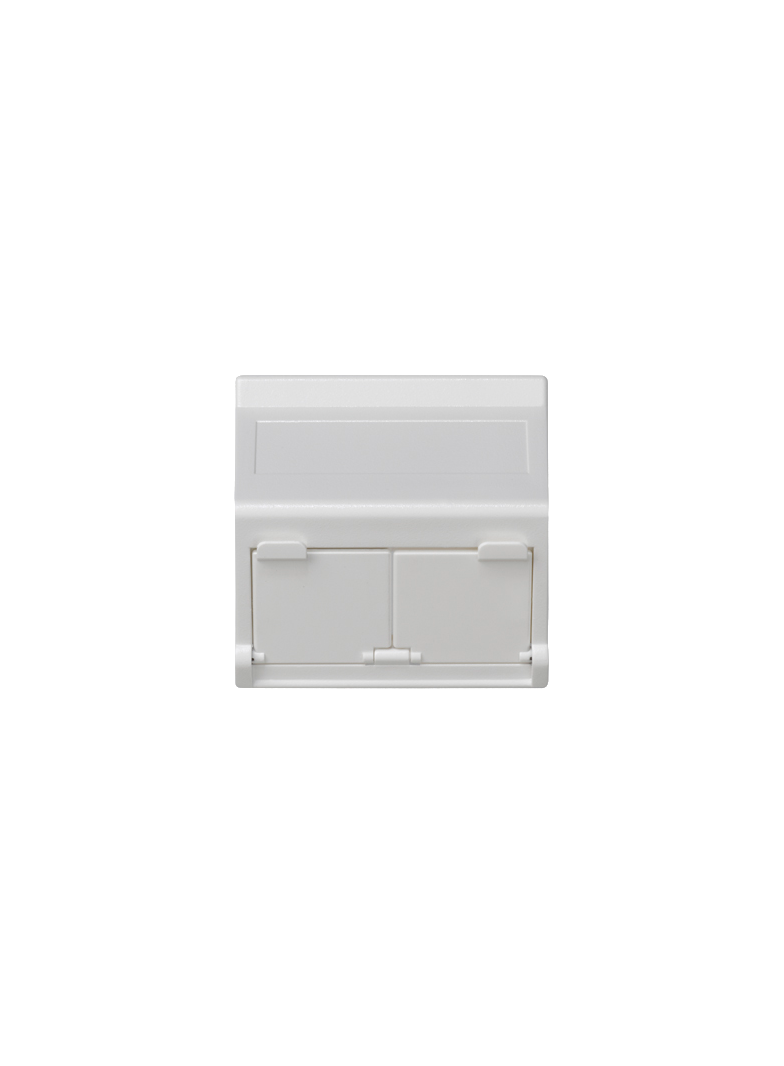 Simon Connect Płytka K45 2x RJ z osłoną skośna do adapterów MD czysta biel KB80/9 KONTAKT