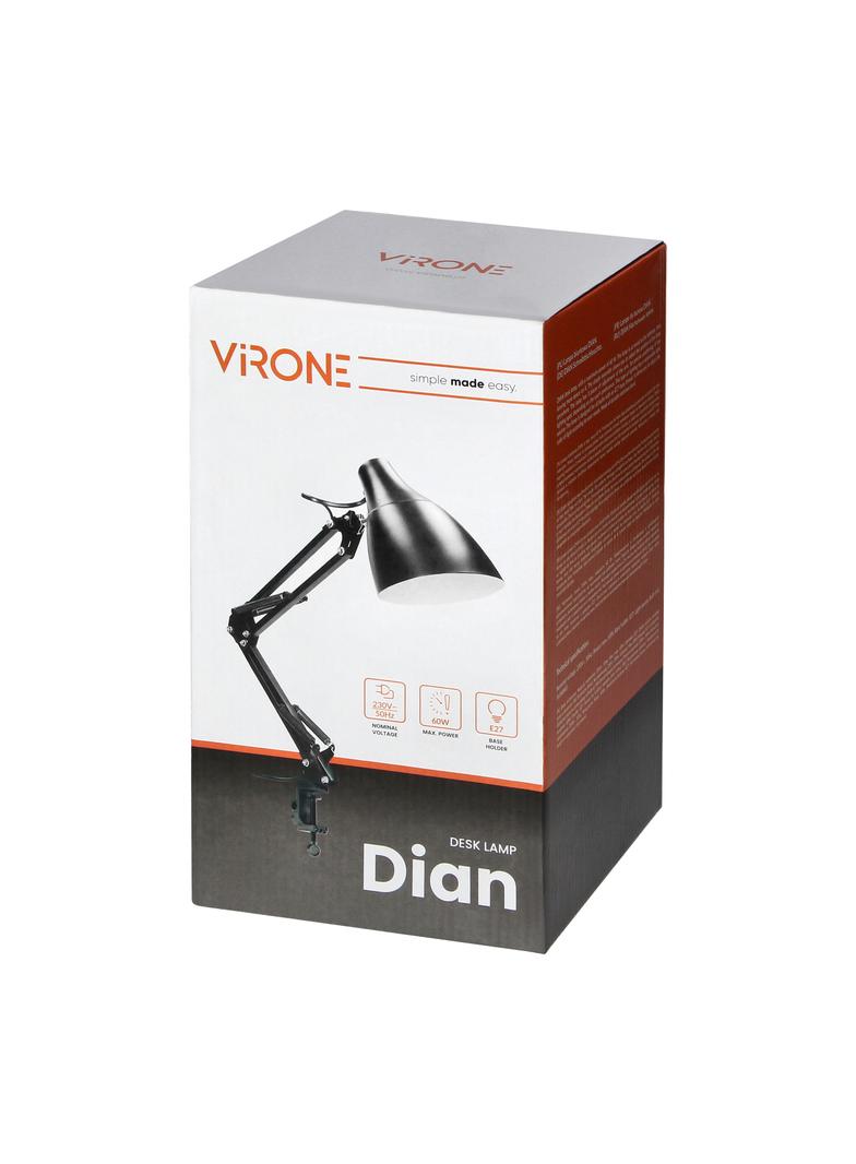 Lampka biurkowa kreślarska DIAN przykręcana 60W E27 stalowa czarna VIRONE