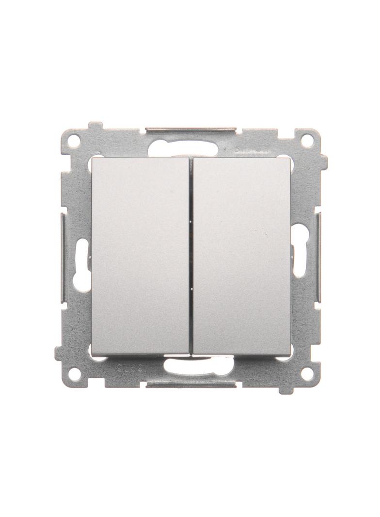 Simon 54 Przycisk podwójny zwierny bez piktogramu 10A szybkozłączka srebrny mat