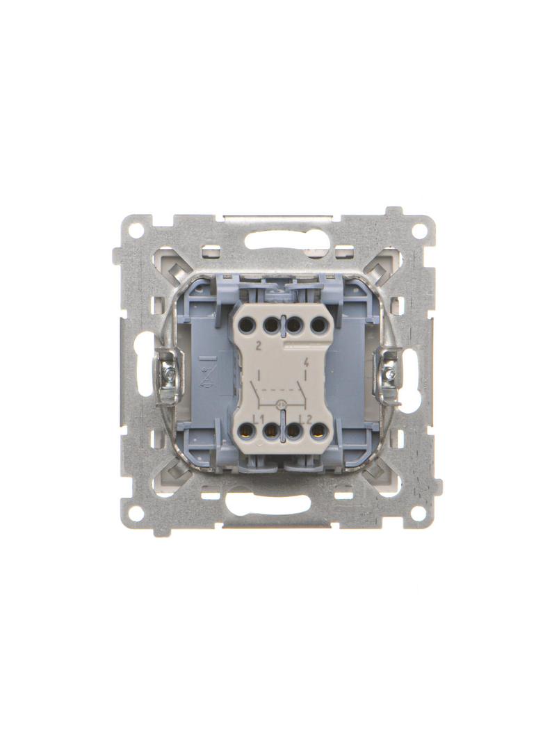 Simon 55 Łącznik dwubiegunowy z podświetleniem LED szybkozłączka Aluminium mat TW2L.01/143 KONTAKT