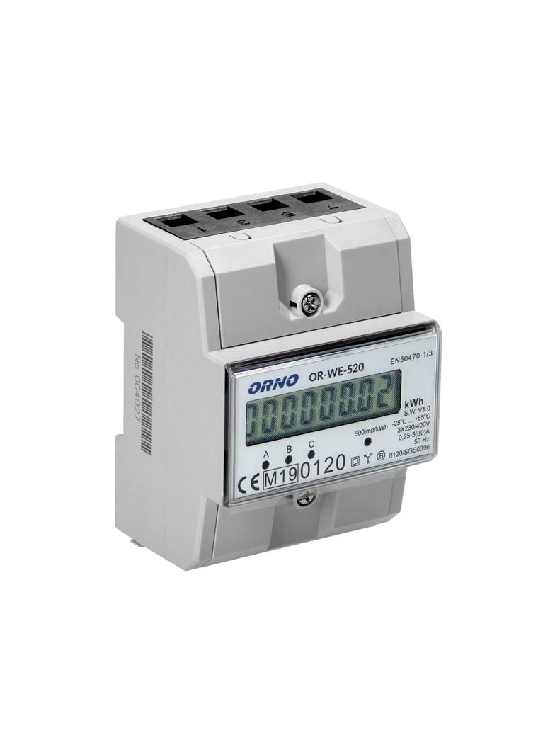 3-fazowy licznik energii elektrycznej 80A MID 3 moduły DIN TH-35mm OR-WE-520 ORNO
