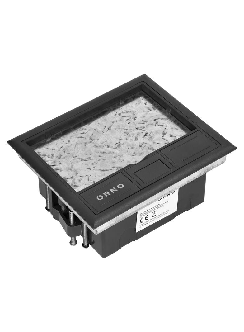 Puszka podłogowa na gniazda modułowe 4 x 45x45mm lub 8 x 22,5x45mm, pokrywa: materiał własny, czarna
