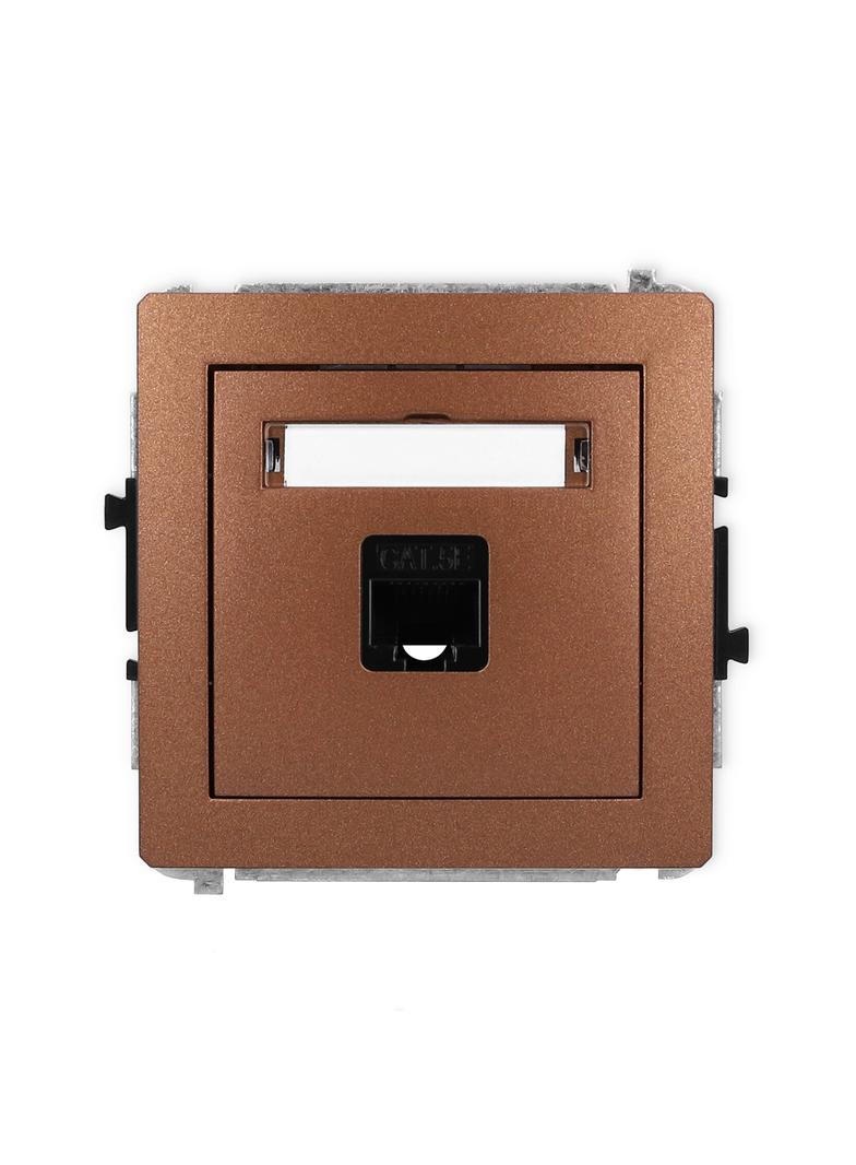 DECO Mechanizm gniazda komputerowego pojedynczego 1xRJ45, kat. 5e, 8-stykowy brązowy metalik