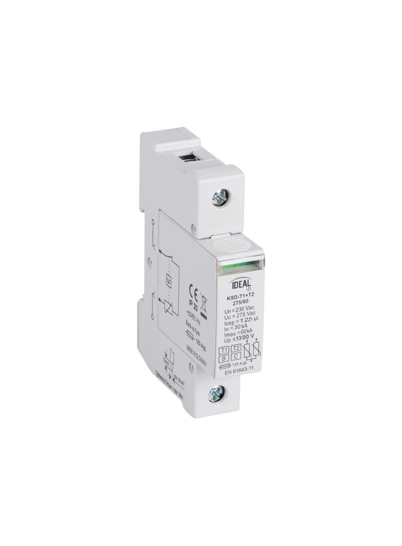 Ogranicznik przepięć B+C Typ 1+2 1P 30kA 1,5kV KSD-T1+T2 275/60 1P 23923 KANLUX
