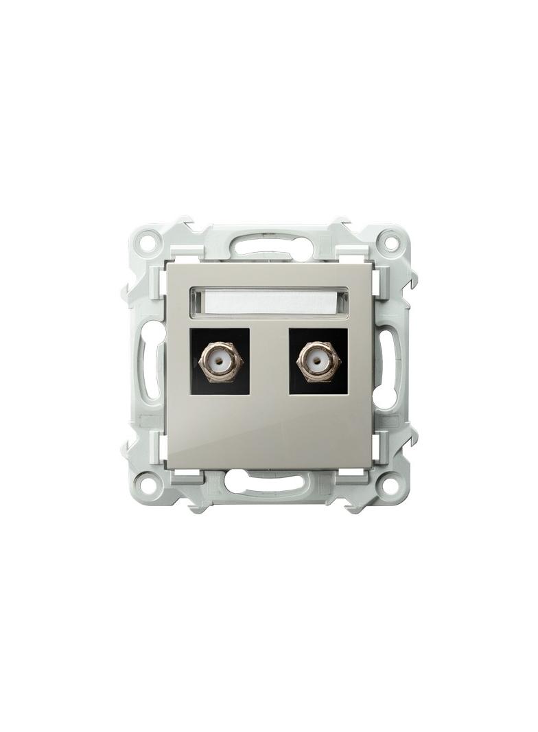 SZAFIR Gniazdo antenowe typu F podwójne - kolor kaszmirowy beż