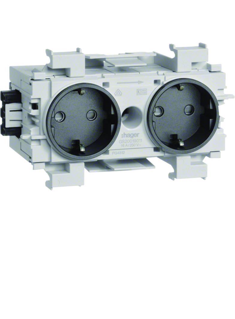 tehalit.WA Gniazdo SCHUKO 2-krotne WAGO montaż krawędziowy antracyt GS20019011 HAGER