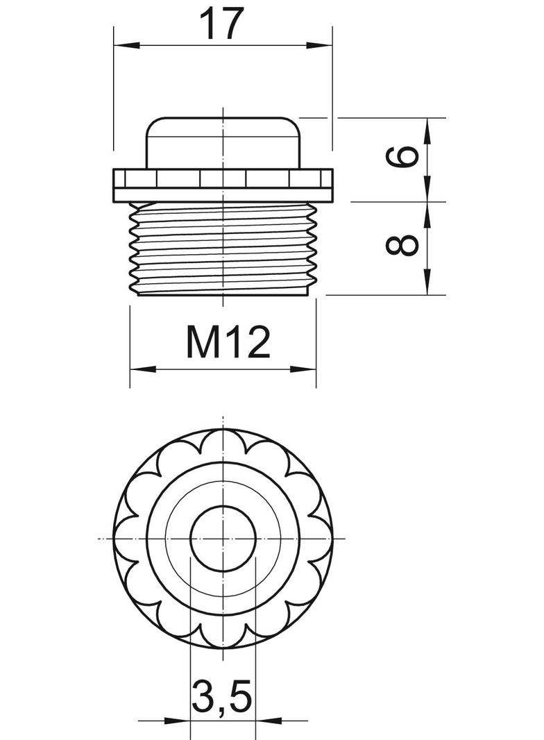 90 M, ZAŚLEPKI OTWARTE M12 J.SZ.