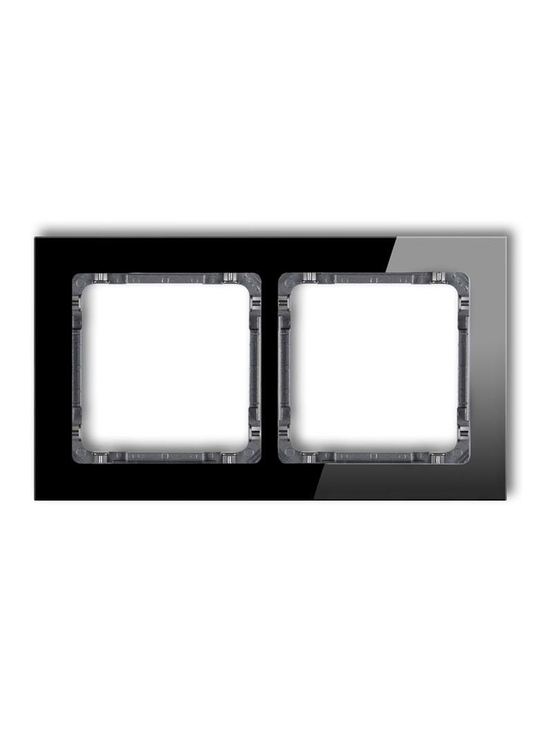 DECO Ramka uniwersalna podwójna - efekt szkła (ramka: czarna; spód: grafitowy)