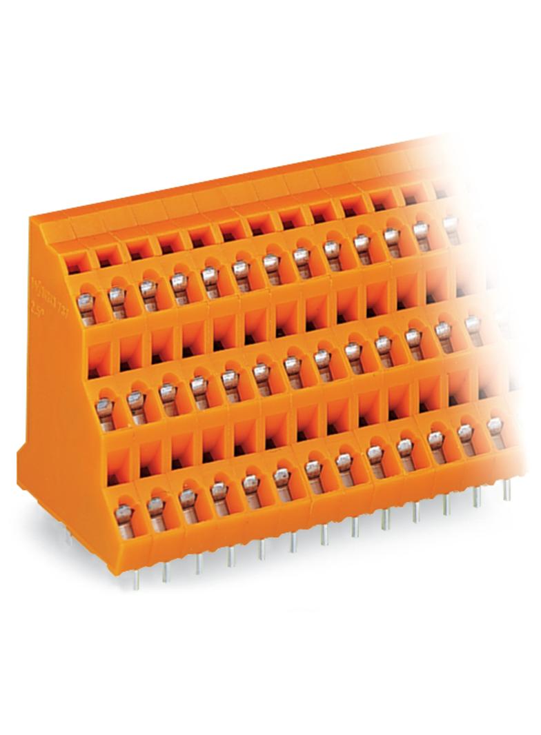 3-piętrowa listwa do pł. drukowanych 12-bieg. pomarańczowa raster 5,08 mm