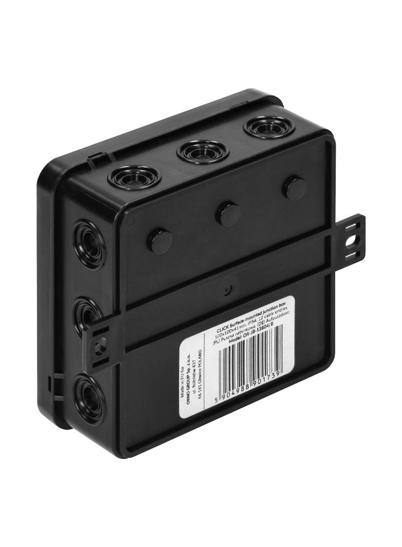 Puszka n/t CLICK IP54 12 przepustów kablowych 100x100x41mm czarny OR-JB-13804/B ORNO