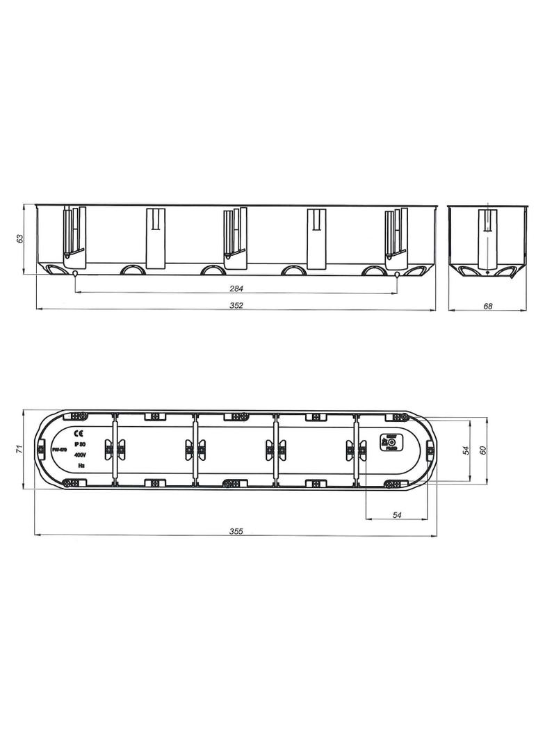 P5x60D ,  Puszka instalacyjna do pustych ścian Multibox2 - pięciopolowa O 5x60, niebieski