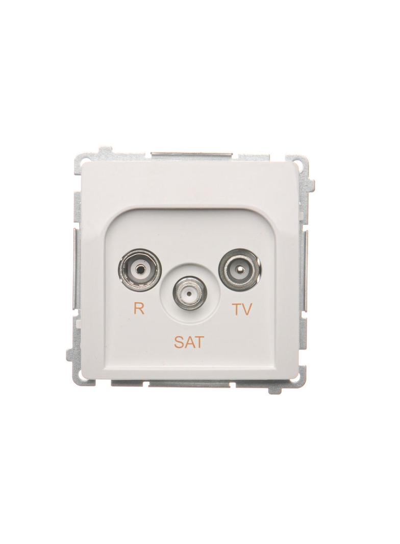 Simon Basic Gniazdo antenowe R-TV-SAT przelotowe (moduł), 1x wejście: 5 MHz–2,4 GHz; biały