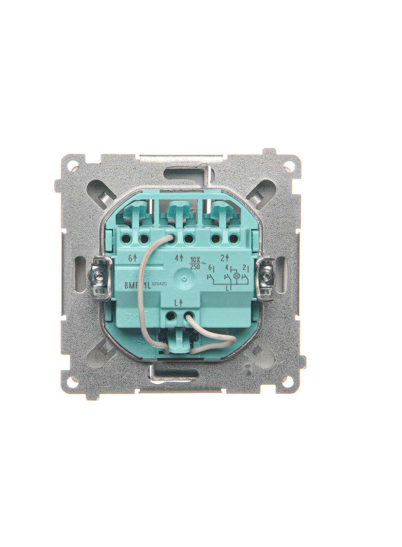 Simon Basic Przycisk potrójny z podświetleniem LED 10A 250V szybkozłączka stal inox BMP31L.01/21 KONTAKT