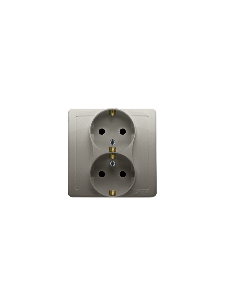 Simon Basic Gniazdo wtyczkowe z uziemieniem Schuko podwójne z przesłonami torów prądowych satynowy BGSZ2Z/29 KONTAKT