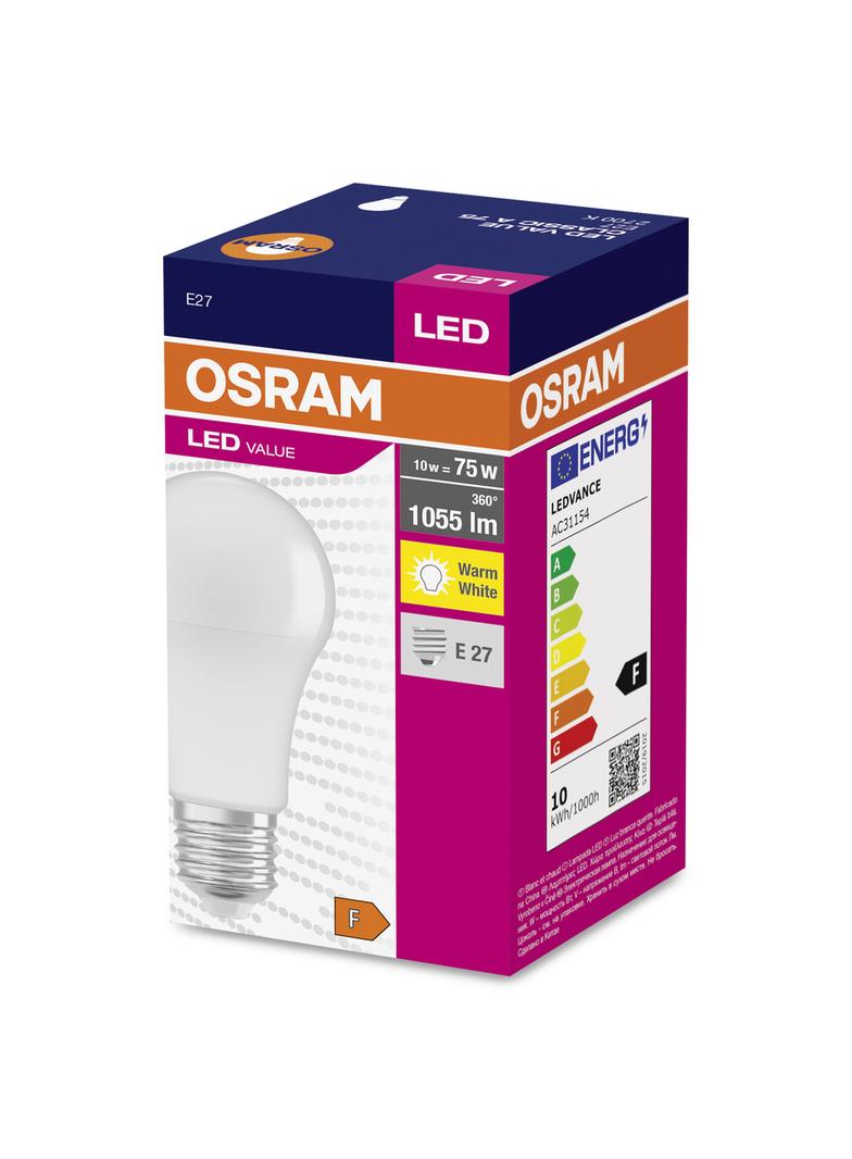 Lampa LED VALUE Classic A75 non-dim plastik 10W 827 E27