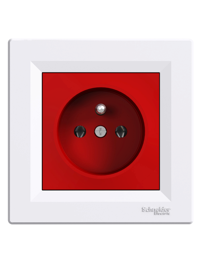 Asfora, gniazdo pojedyncze 2P+PE, czerwono-biały