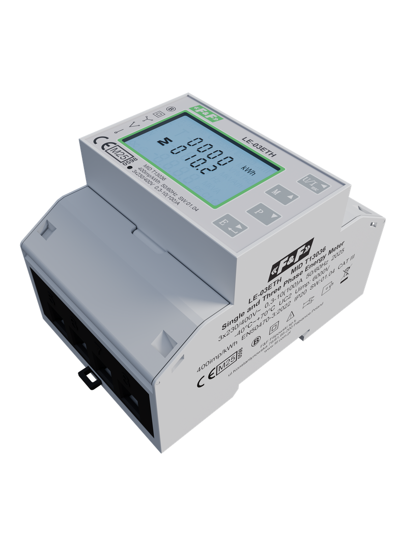 Trójfazowy licznik pomiar bezpośredni 100A komunikacja Modbus TCP MID LE-03ETH F&F