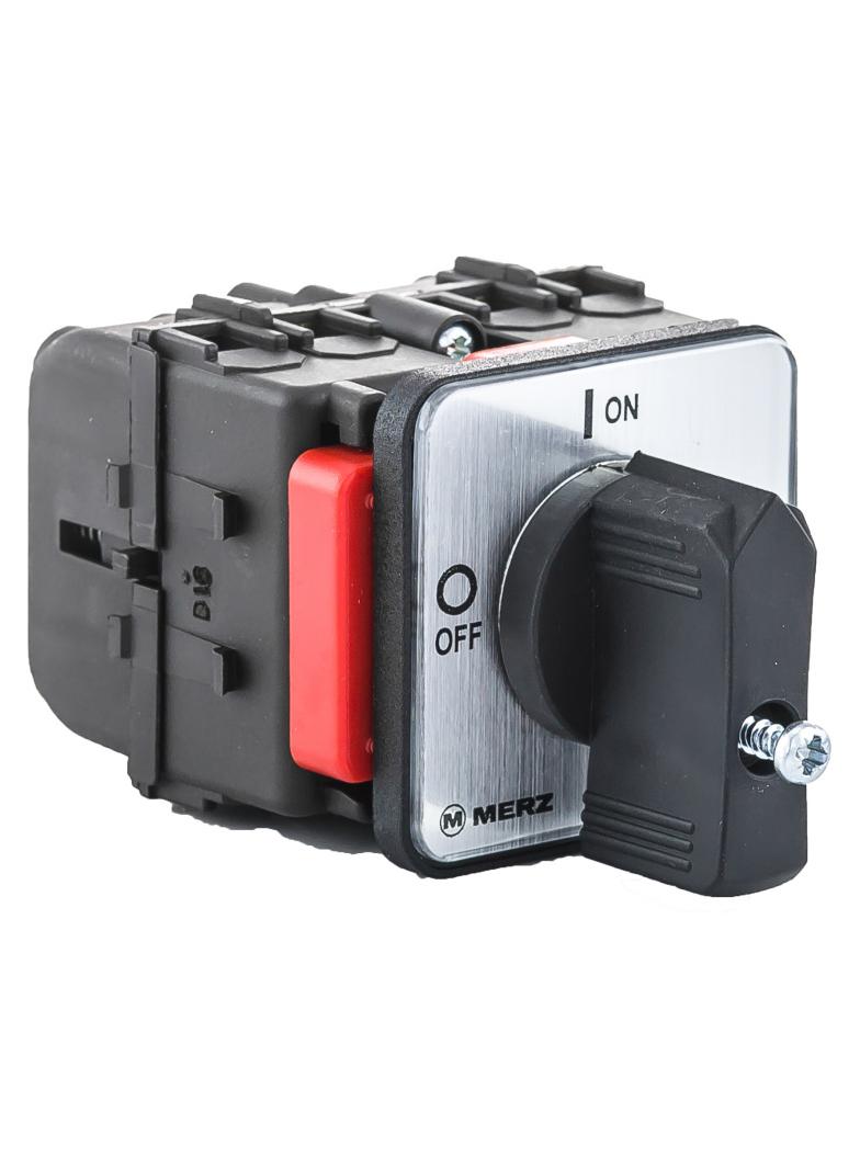 Rozłącznik krzywkowy 0-1 16A 2P tablicowy pokrętło małe czarne bez blokady IP55