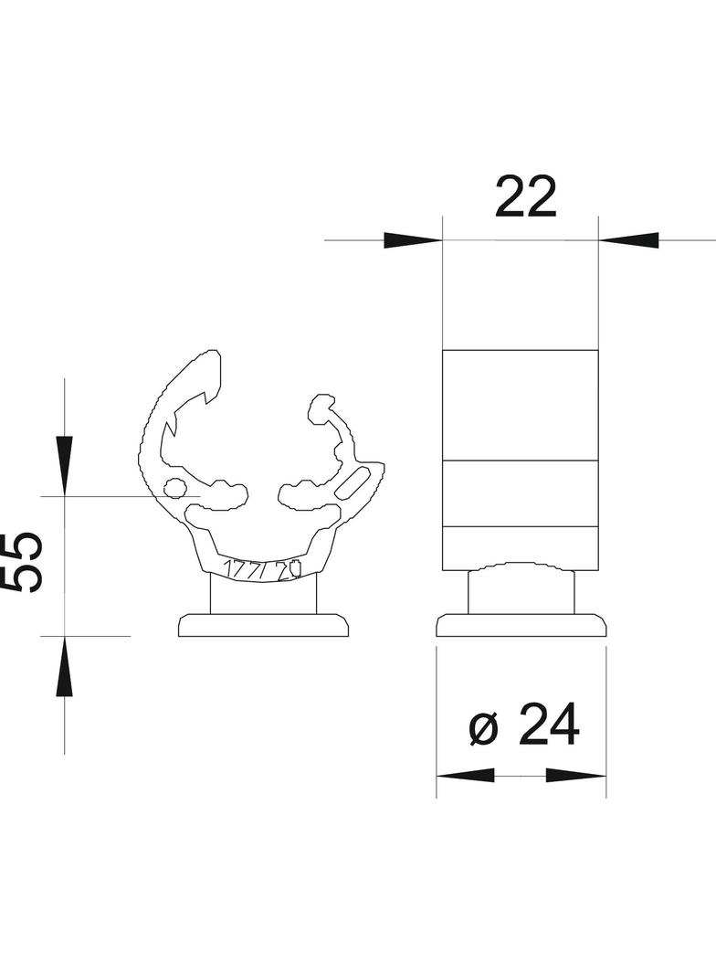 177/55-CU, UCHWYTY PRZEW.ZATRZASK.55MM/M8