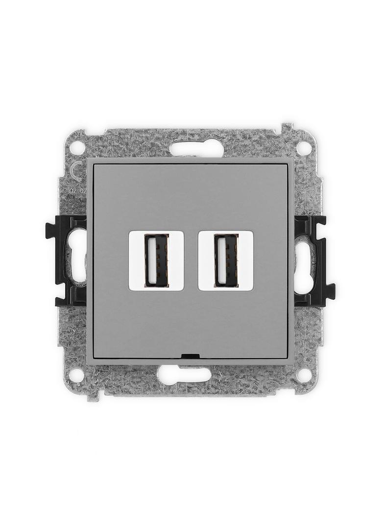 MINI Gniazdo podwójne 2xUSB A-A 2.0, bez pola opisowego szary mat 27MGUSBBO-2 KARLIK