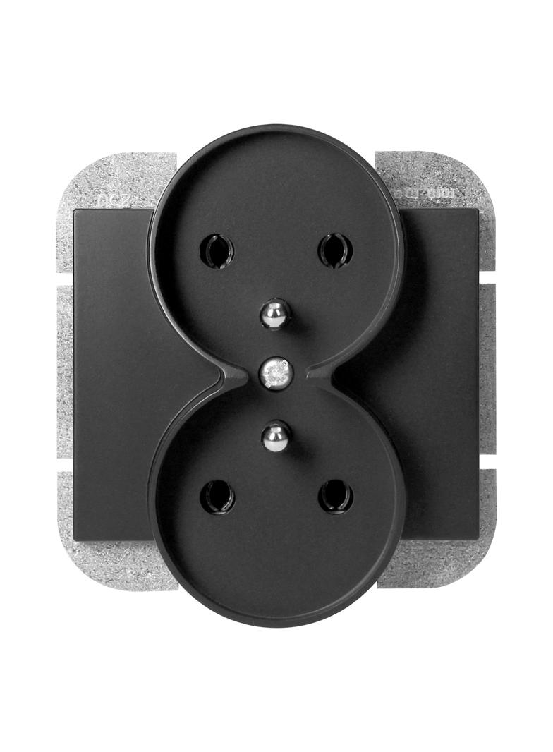 Gniazdo podwójne podtynkowe 2x2P+Z Onyx, 16A, 250V, PT-6OR, czarny OR-OE-7506/B ORNO