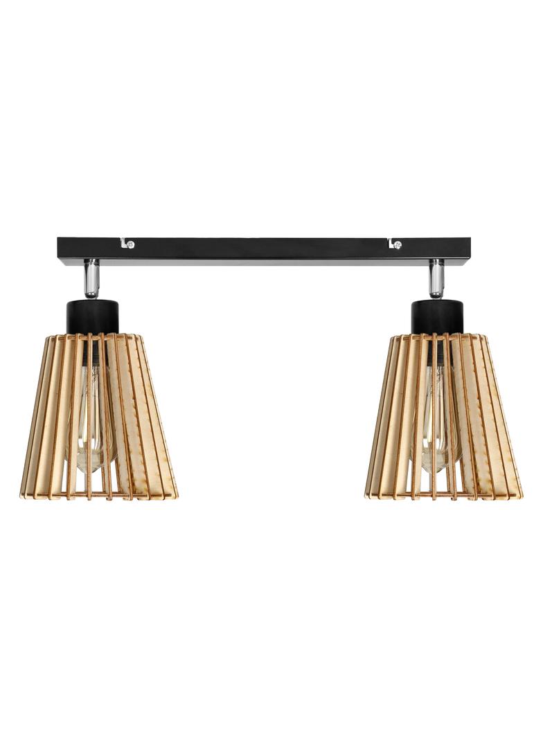 DELOS 2P E27, oprawa ścienno-sufitowa, max. 2x60W, czarna, drewno