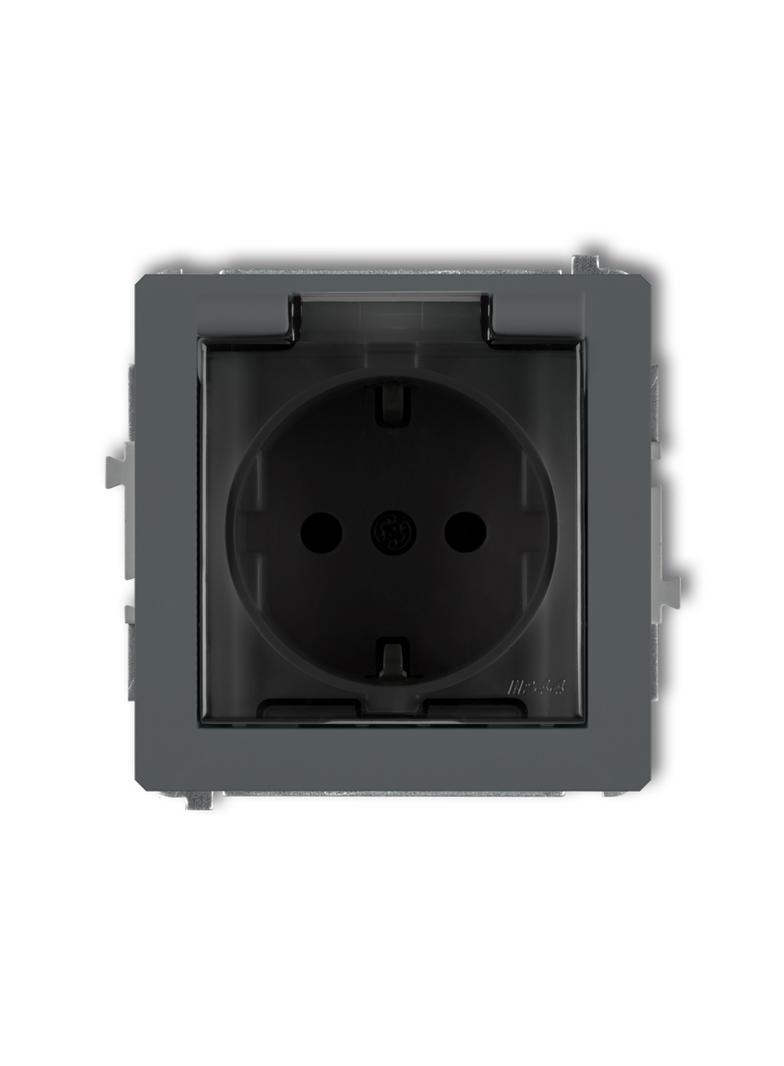 DECO Mechanizm gniazda bryzgoszczelnego z uziemieniem SCHUKO 2P+Z (klapka dymna, przesłony torów prą