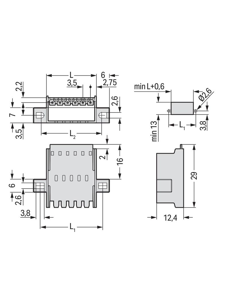 picoMAX wtyk raster 3,5mm 8-bieg. przepustowy z uchwytami montażowymi /50szt./ WAGO