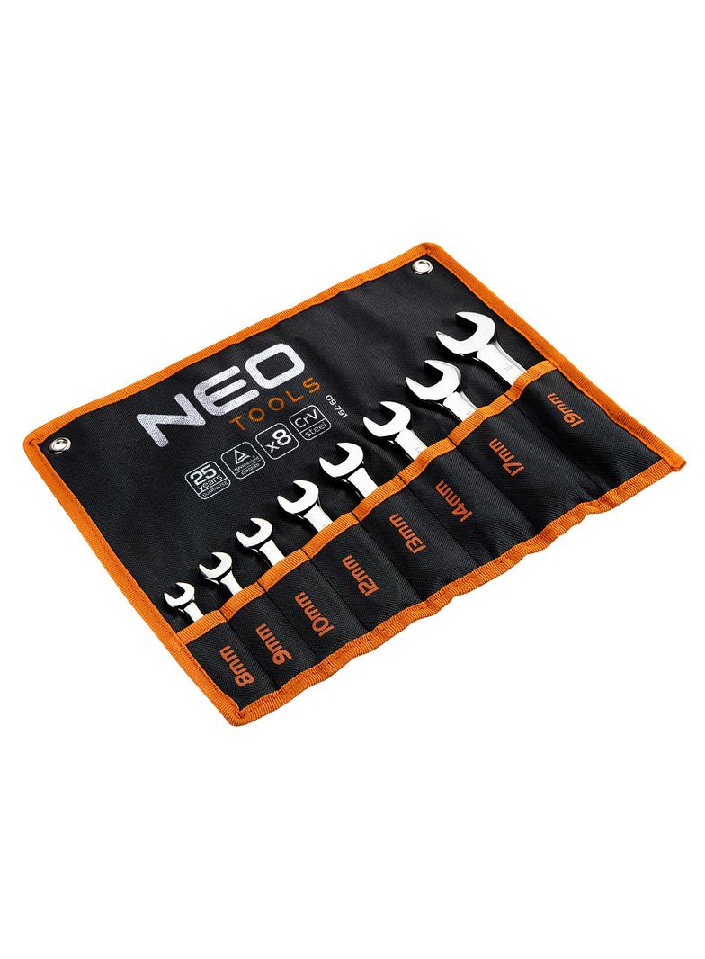 Klucze płasko-oczkowe 8-19 mm (krótkie), zestaw 8 szt.