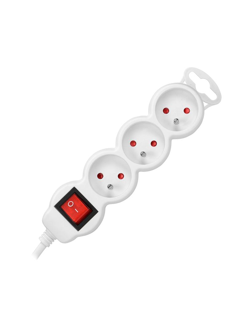 Przedłużacz 3-krotny z wyłącznikiem 5m H05VV-F 3x1,5mm2 Imax=16A płaska wtyczka biały ES-5/W/5 ORNO