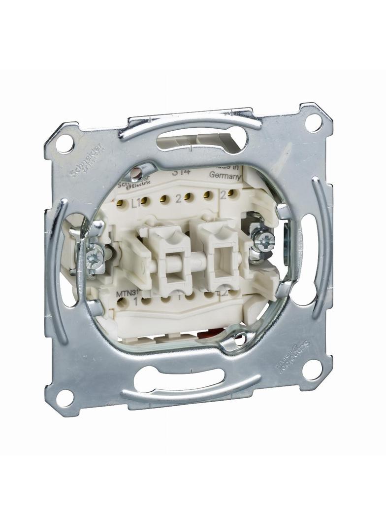 Merten, mechanizm przycisku podwójnego schodowego, 1-biegunowy, podtynkowy, 10 A, AC 250 V, zaciski