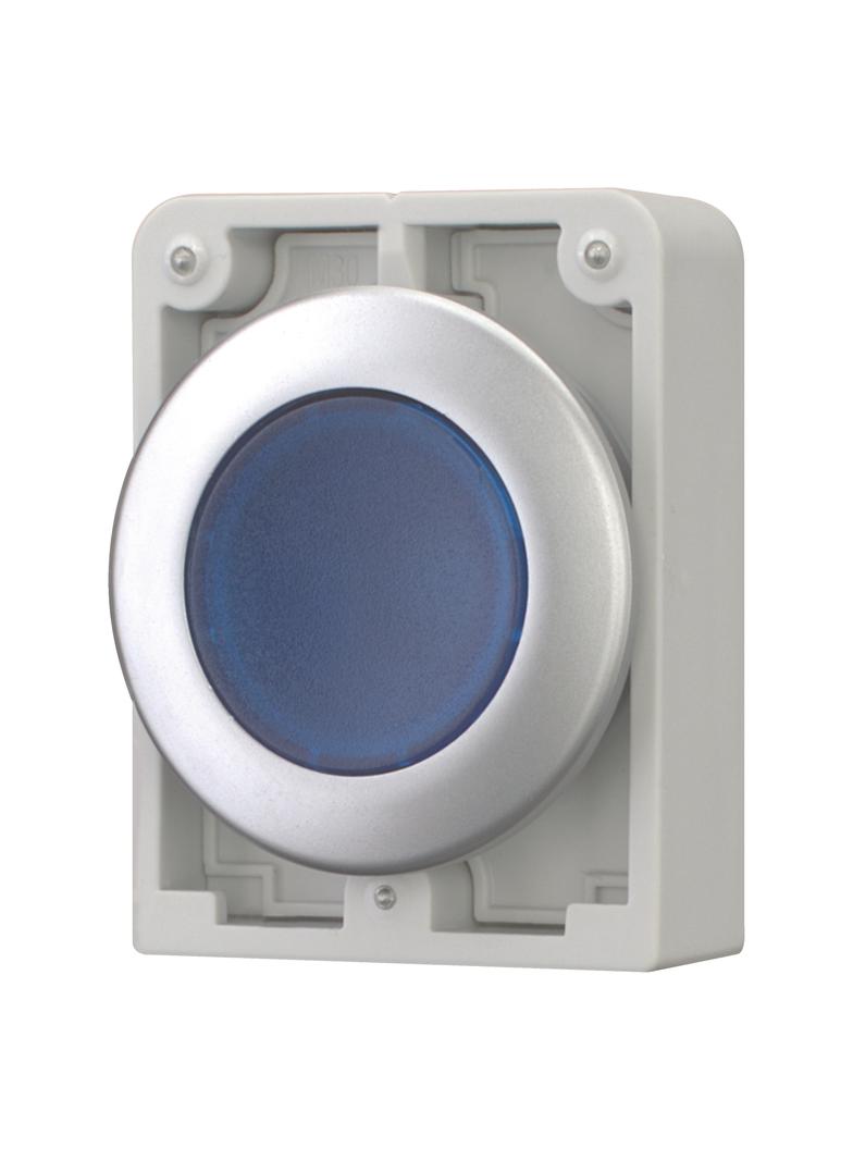 M30C-FDL-B Przycisk podświetlany 30mm płaski niebieski z samopowrotem 182940 EATON