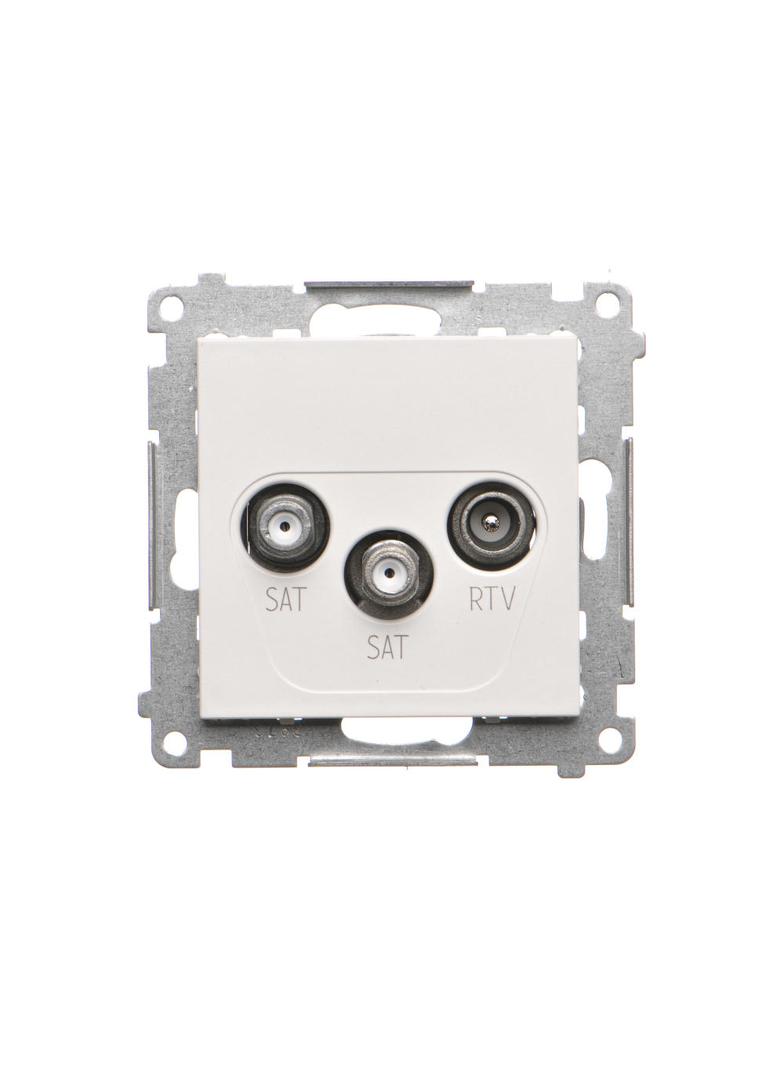 Simon 55 Gniazdo antenowe satelitarne podwójne SAT-SAT-RTV 2x Wejście: 5 MHz÷2,4 GHz Biały mat
