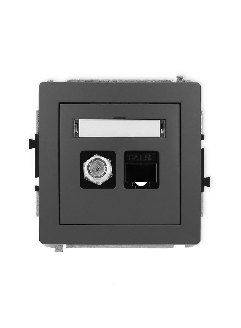 DECO Mechanizm gniazda antenowego poj. typu F (SAT) + gniazda komp. poj. 1xRJ45, kat. 5e, 8-stykowy