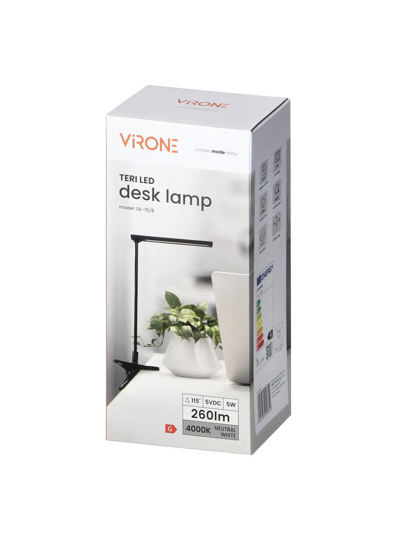 TERI LED lampka biurkowa z klipsem 5W 260lm 4000K czarna