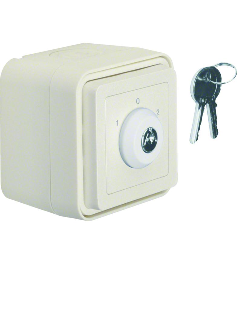 BERKER W.1 Łącznik na klucz z zamkiem klucz w 3 pozycjach kompletny IP55 biały 32723512 HAGER