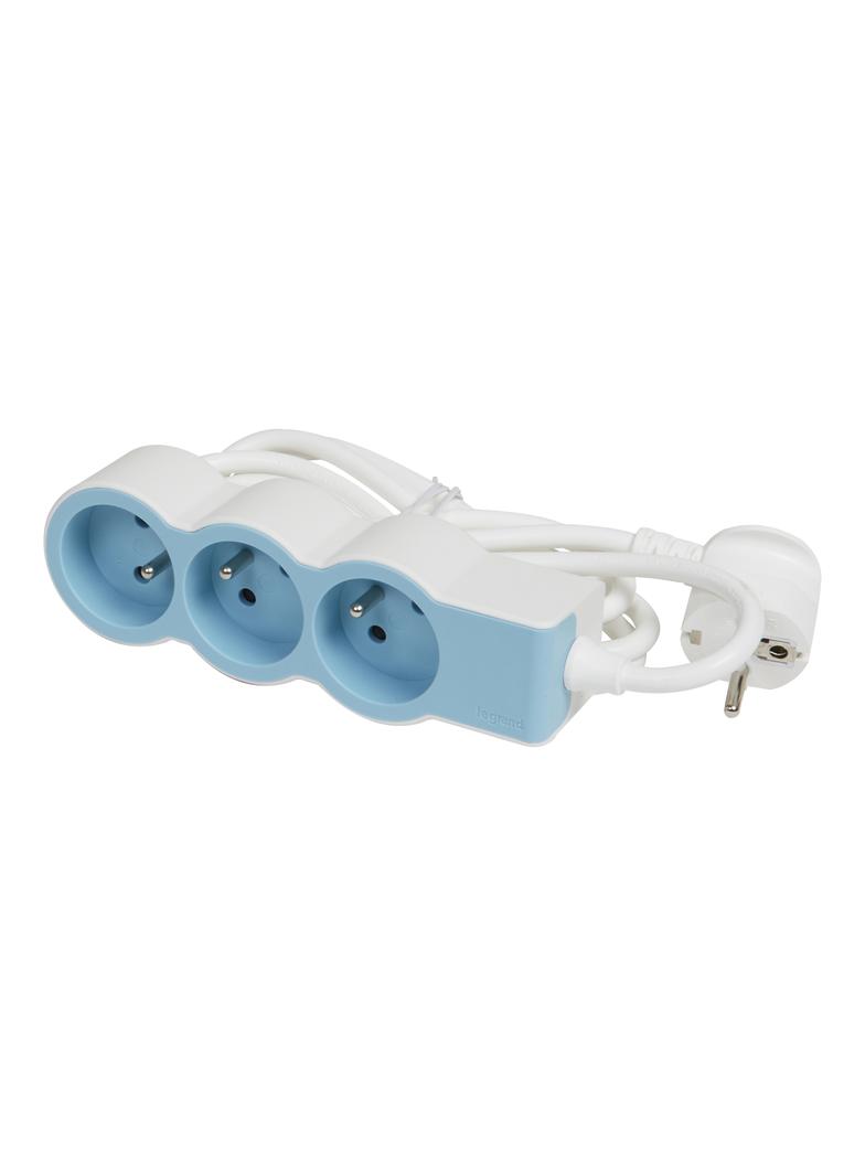 PRZEDŁUŻACZ STANDARD 3X2P+Z, Z PRZEWODEM 1.5 METRA 3X1.0 MM2 - BIAŁY/BŁĘKITNY, Legrand