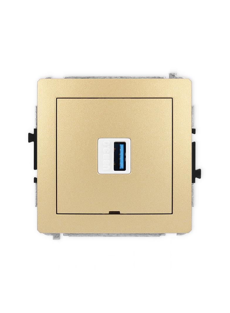DECO Mechanizm gniazda pojedynczego USB A-A 3.0, bez pola opisowego złoty