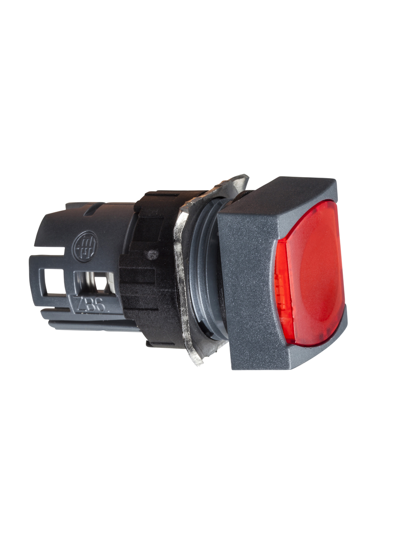Harmony XB6 Przycisk płaski czerwony z samopowrotem LED plastikowy kwadratowy ZB6CW4 Schneider
